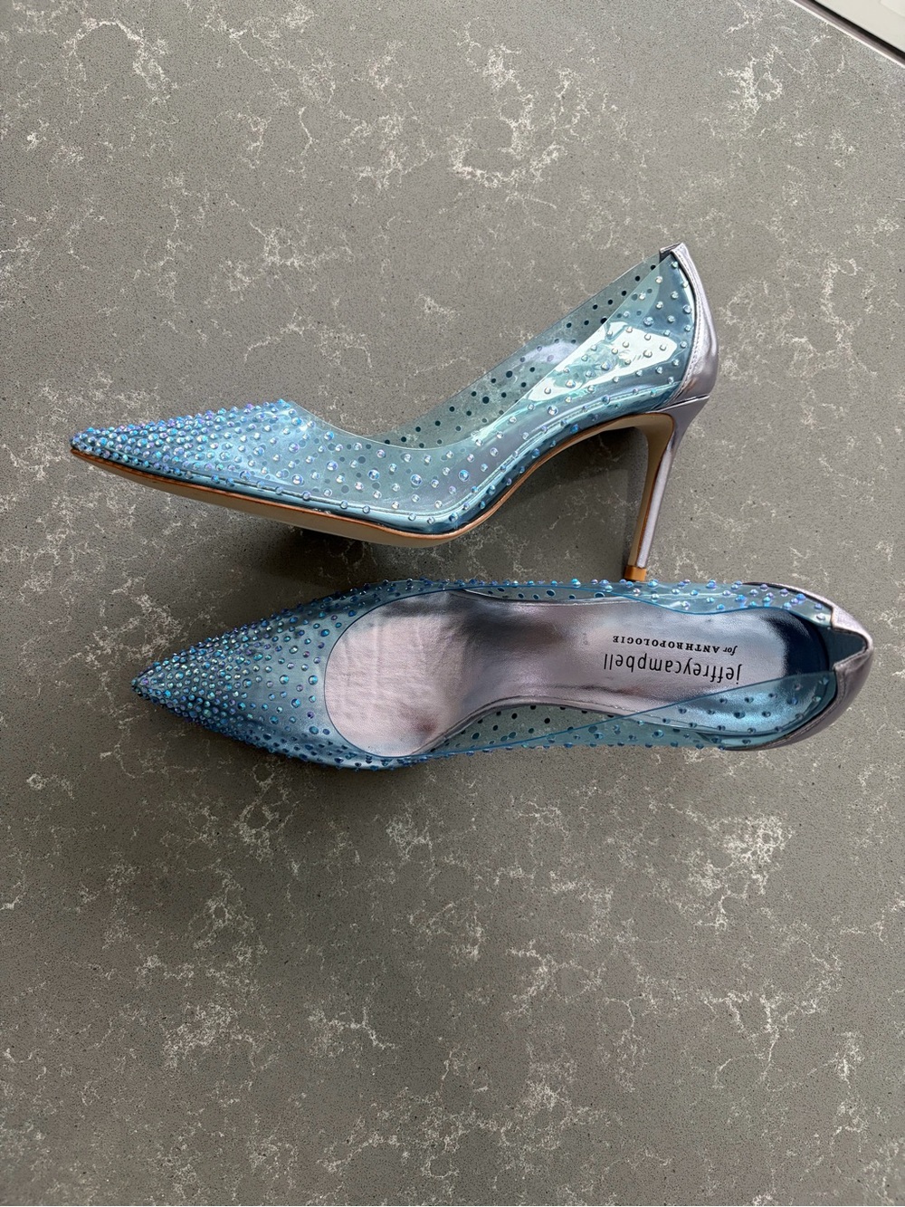 Jeffrey Campbell for Anthropologie Light Blue Crystal-Studded Pointed Pumps, 10 - Picture 9 of 9